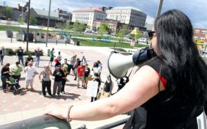 Vanessa Maria speaking at City Hall. (Photo by NJ.com)